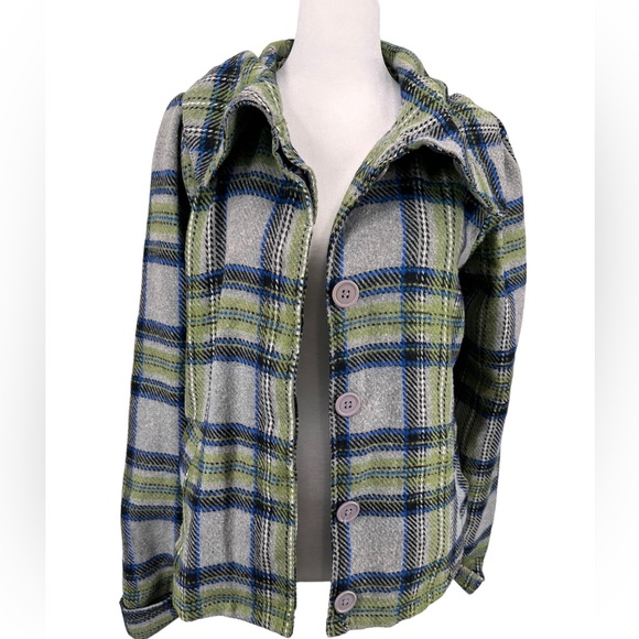 Roxy Plaid Wool Blend Flannel Shacket Size Medium - Picture 8 of 8